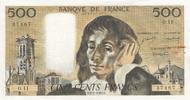 France 500 francs 500 Francs Pascal - 02-01-1969 - Serial O.11 -