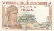 France 50 francs 50 Francs Ceres - 29-08-1935 - Serial O.2806 - VF -