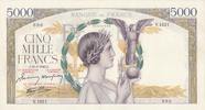 France 5000 francs 5000 Francs Victory - 18-03-1943 Serial V.1221 - XF to AU -