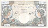 France 1000 francs 1000 Francs Commerce and Industry - 06-02-1941 Serial D.1547 - F to VF -