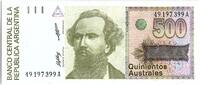 Argentina 500 australes 500 Austales, Nicolas Avellanedas - 1988 -