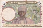 French West Africa 5 francs 5 Francs - Coffe tree - Man weaving - 27-04-1939 - Serial S.61.23 - VF - P.21 -
