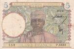 French West Africa 5 francs 5 Francs - Coffe tree - Man weaving - 22-04-1942 - Serial P.8888 - VF - P.25 -