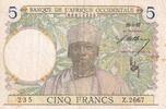 French West Africa 5 francs 5 Francs - Coffe tree - Man weaving - 15-03-1937 - Serial Z.2667 - VF - P.21 -