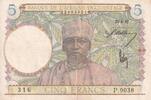 French West Africa 5 francs 5 Francs - Coffe tree - Man weaving - 22-04-1942 - Serial P.9038 - XF - P.25 -