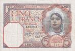Algeria 5 francs 5 Francs - Young girl - 08-08-1941 - Serial Z.5380 - VF to XF - P77b -