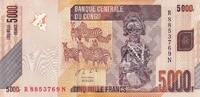 Congo (RDC) 5000 francs 5000 Francs - Statue - Zebra - 2020 (2021) -