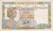 France 500 francs 500 Francs - La Paix - 07-01-1943 - Serial G.7617 - VF - P.95 -