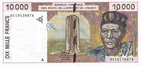 West AFrican States 10000 francs 10000 Francs - Bridge - 2001 - Letter A (Ivory Coast) - P.114Aj -
