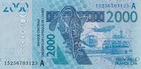 West AFrican States 2000 francs 2000 Francs - Mask - Fishs - 2015 - Letter A (Ivory Coast) - P.116Ao -