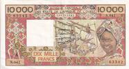 West AFrican States 10000 francs 10000 Francs - Spinning - ND (1989) - Serial S.041 - Letter A (Ivory Coast) - P.109Ai -