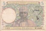 French West Africa 5 francs 5 Francs - Coffe tree - Man weaving - 22-04-1942 - Serial W.8908 - P.21 -