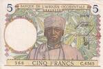 French West Africa 5 francs 5 Francs - Coffe tree - Man weaving - 27-04-1939 - Série C.6565 - P.21 -