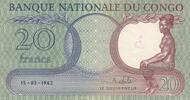 Congo (RDC) 20 francs 20 Francs Girl seated - 1962 - XF to AU - P.4a -