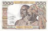 West AFrican States 1000 francs 1000 Francs - Man, woman - ND (1980) - Letter A (Ivory Coast) - Serial C.203 - P.103An -