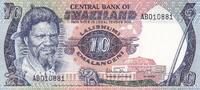 Swaziland 10 emalangeni 10 Emalangeni - King Sobuzha II - Asbestos mine - ND (1985) - Serial AB - P.10c -