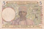 French West Africa 5 francs 5 Francs - Coffe tree - Man weaving - 01-08-1935 - Serial W.1402 - P.21 -