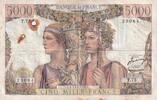 France 5000 francs 5000 Francs - Sea and Countryside - 16-08-1951 - Serial T.75 - P.131 -