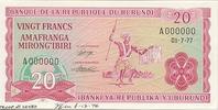 Burundi 20 francs 20 Francs 1977 - Warrior - Epreuve, Proof datée 6-12-1976 - Serial A 000000 -
