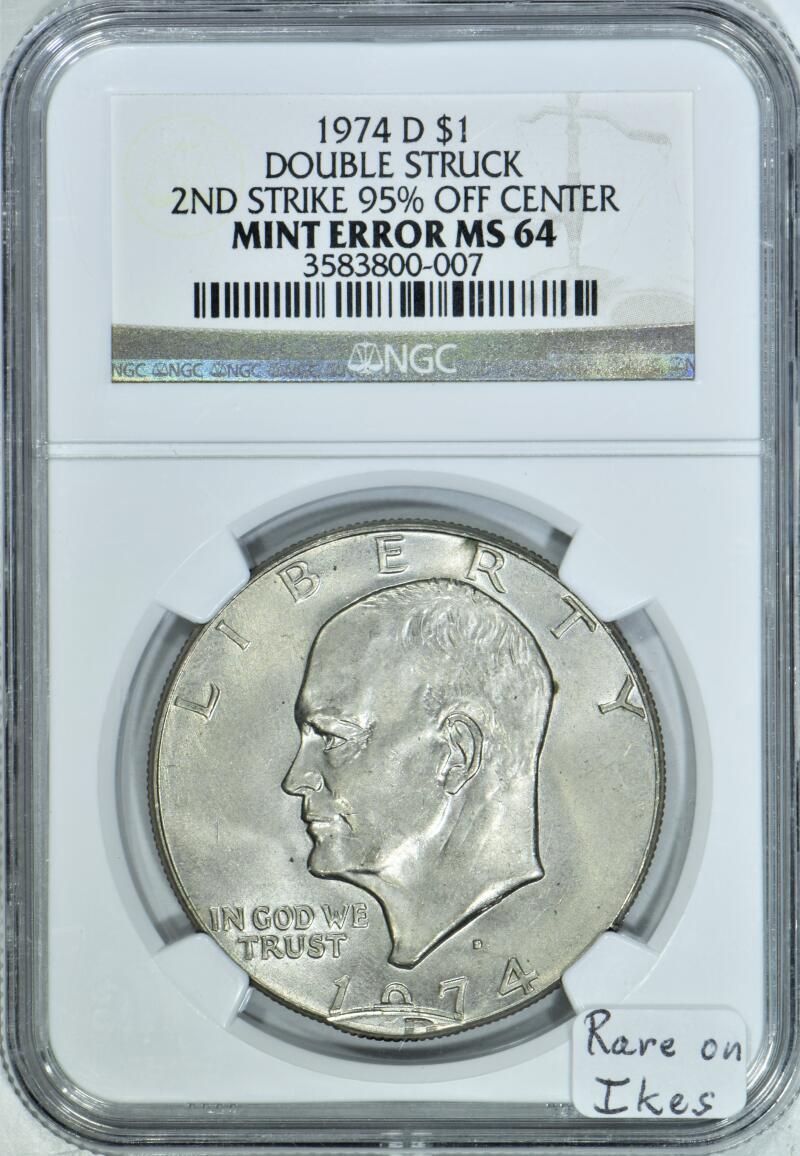 ＮＧＣスラブCOIN ４枚 USA 1974-D Eisenhower Dollar; Double Struck Mint Error; NGC