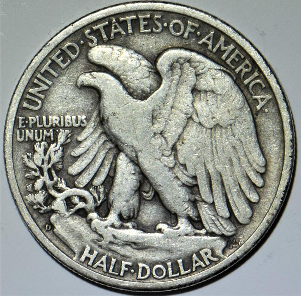 USA 1944-D Walking Liberty Half Dollar; FS-901, Hand