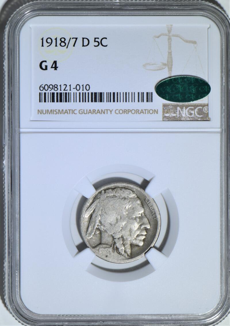 USA Buffalo Nickel 1918/7 -D NGC & CAC G-4; Perfect For The Grade!