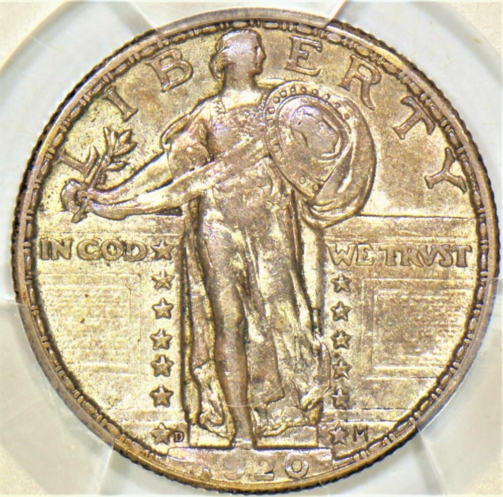 USA Standing Liberty Quarter 1920-D PCGS & CAC AU-55; Superb Original!