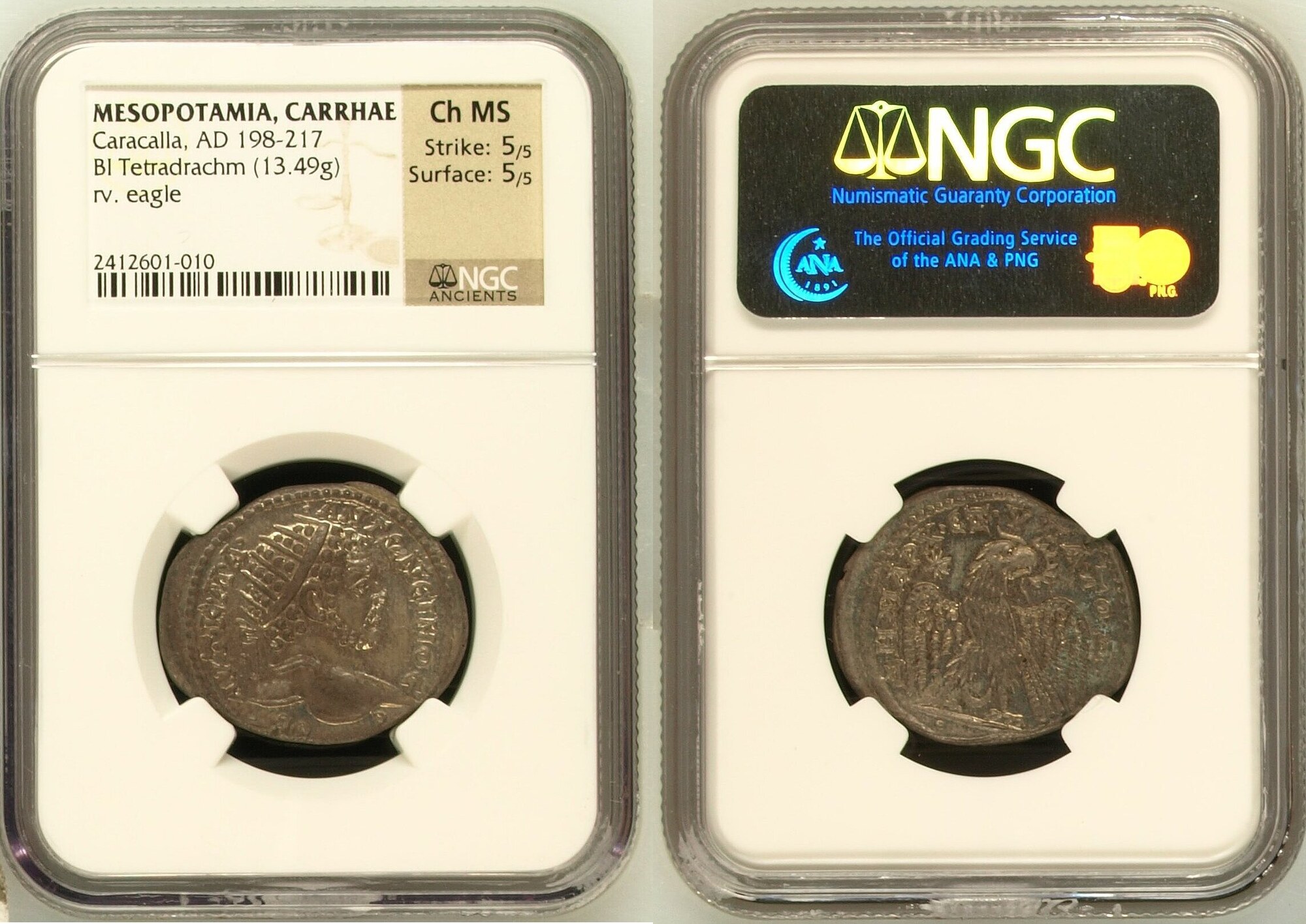 Caracalla, AD 198-217 NGC Ch MS Strike: 5/5 Surface: 5/5 MESOPOTAMIA ...