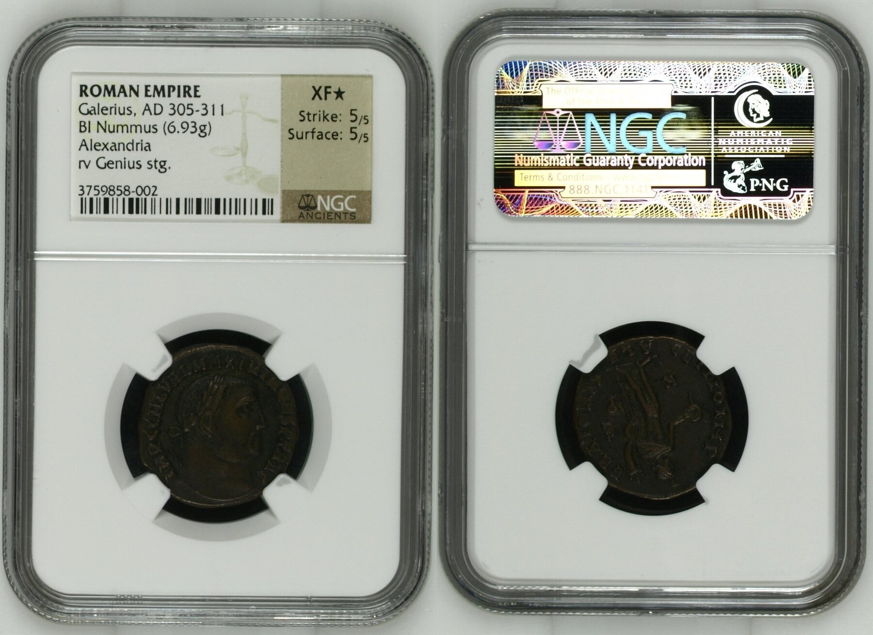 Galerius, AD 305-311 NGC XF* star 5/5-5/5 ROMAN EMPIRE Galerius AD 305 ...