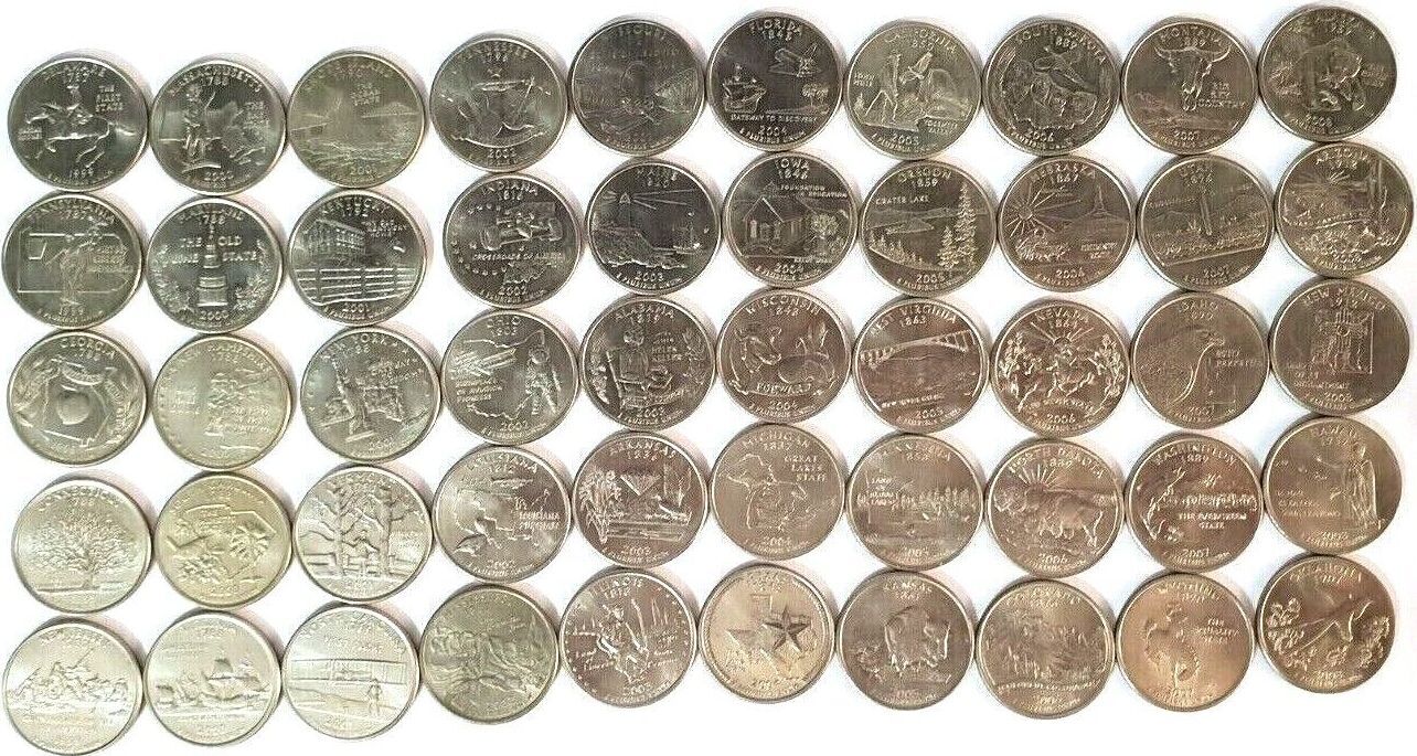 25 Cent US USA 50 State Quarters Unc 199-2008 Full Set Free