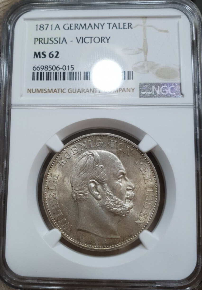 62 1 Thaler 1871 NGC Prussia MS- Victory Over France Silver