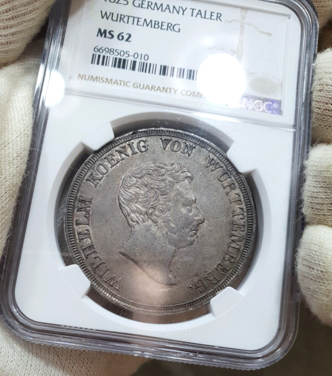 1 Thaler 1825 NGC Wurttemberg MS 62 Silver Coin Unc Germany Rare