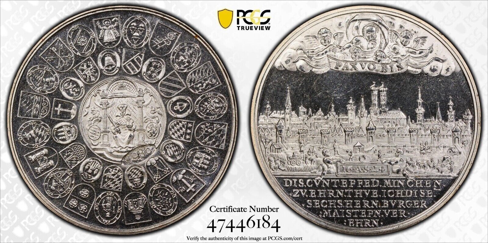 Thaler PCGS Munich 1624 1986 SP67 Silver City View Official