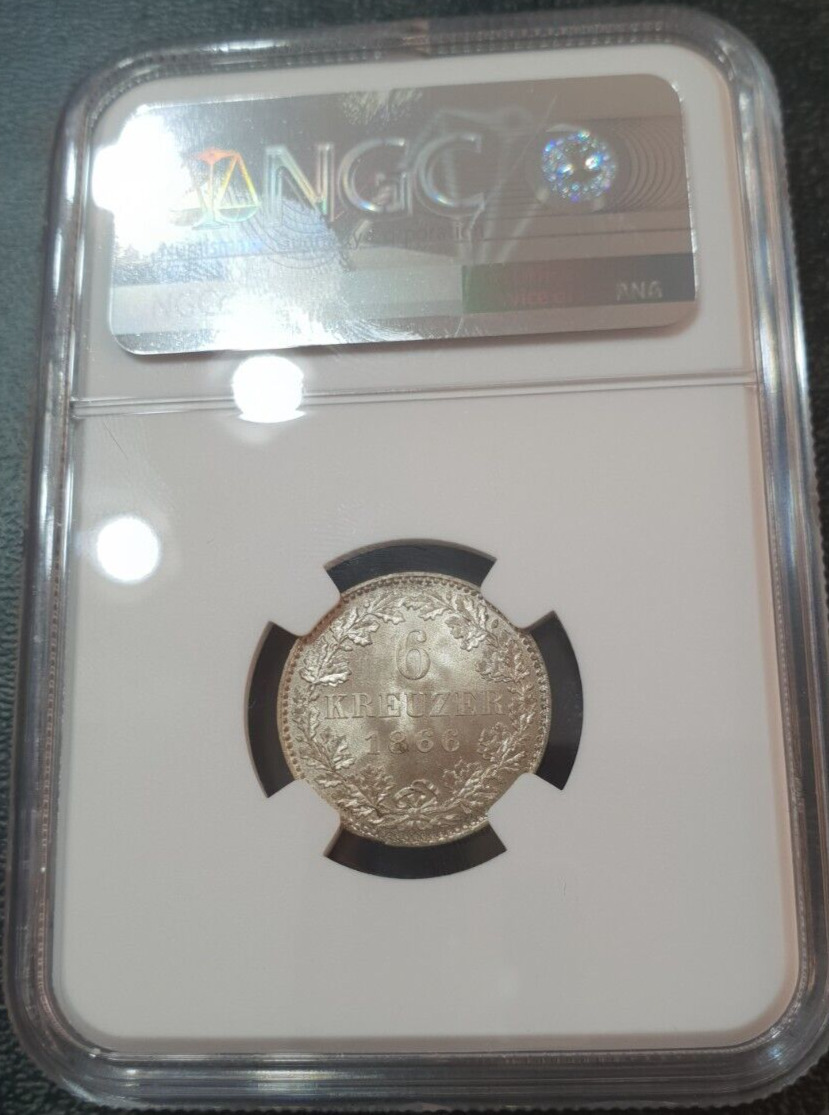6 Kreuzer 1866 Wow NGC MS 67 Frankfurt Unc Silver Coin Eagle