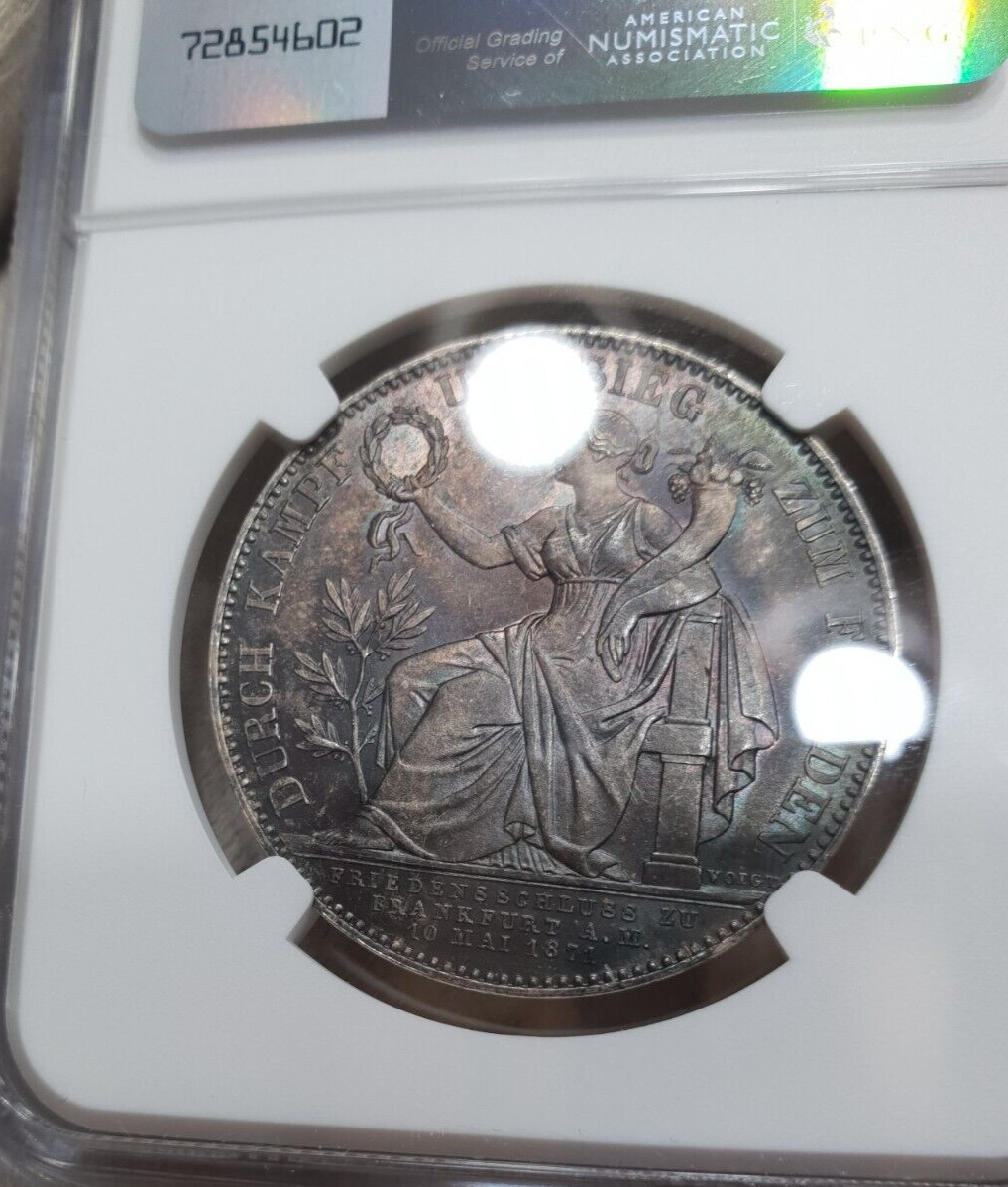 64 1 Thaler 1871 NGC Bavaria MS- Victory Over France Silver
