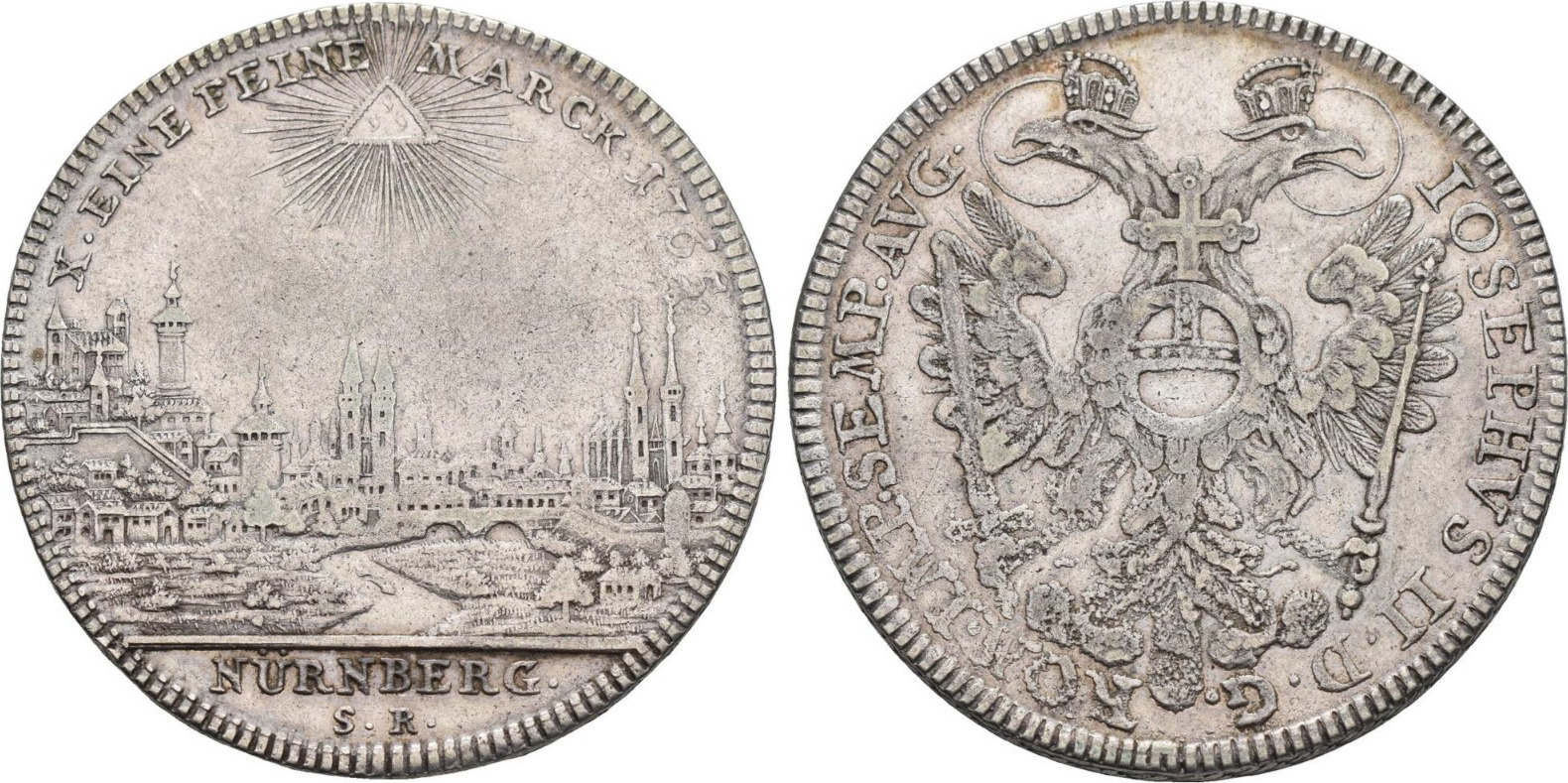 1 Thaler 1765 Nurnberg Silver City View Coin Germany Taler German