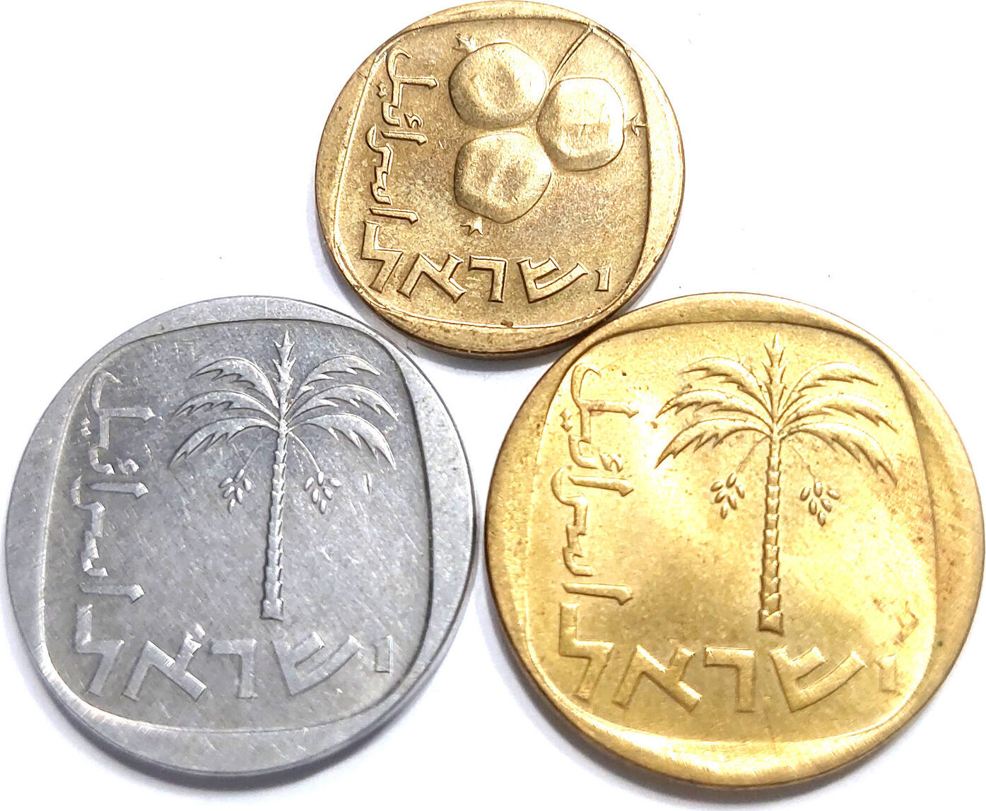 10 Agorot 1973 Israel 1977 1976 5 Agora Unc 3X Coins Palm Lira Pound Series  UNC | MA-Shops