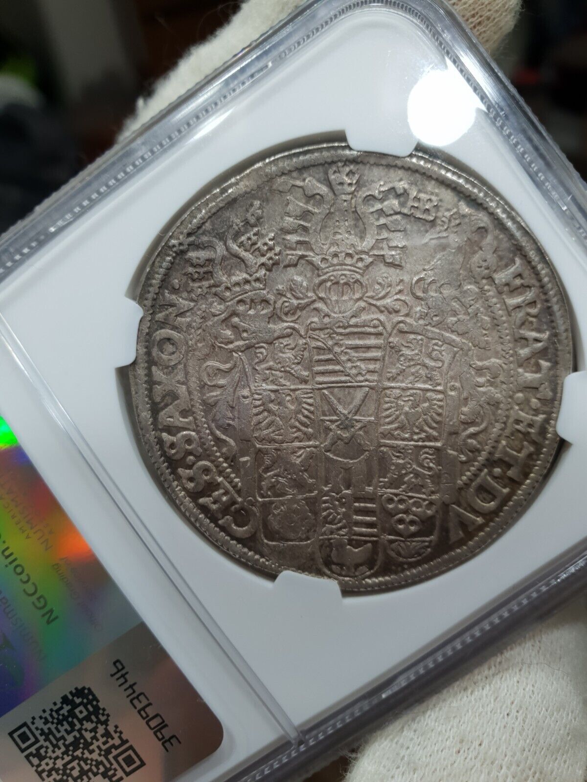 64 1 Thaler 1594 NGC Saxony MS Silver 3 Brothers Coin