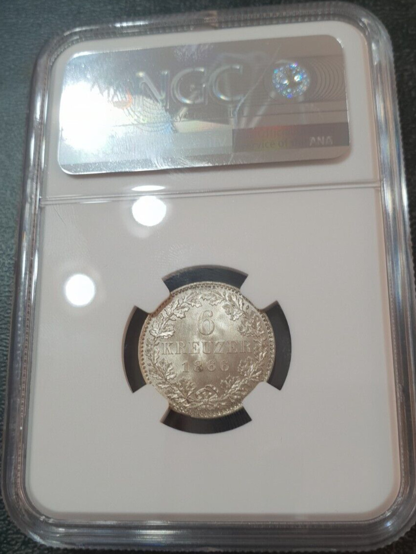 6 Kreuzer 1866 Wow NGC MS 67 Frankfurt Unc Silver Coin Eagle