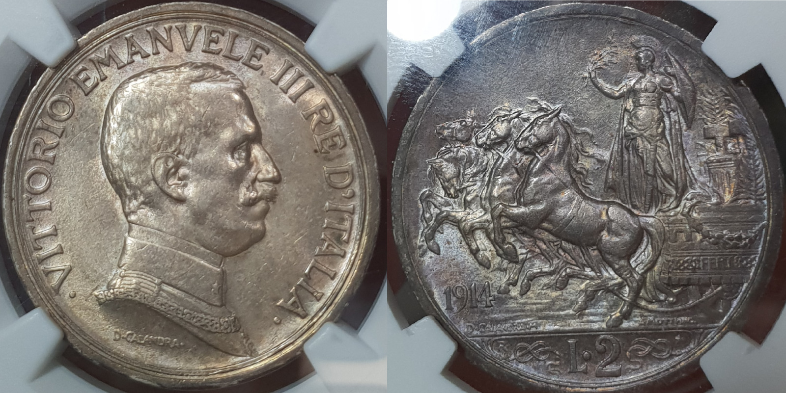 Yahoo!オークション - 土終 【NGC MS63】1916R イタリア 2L銀貨