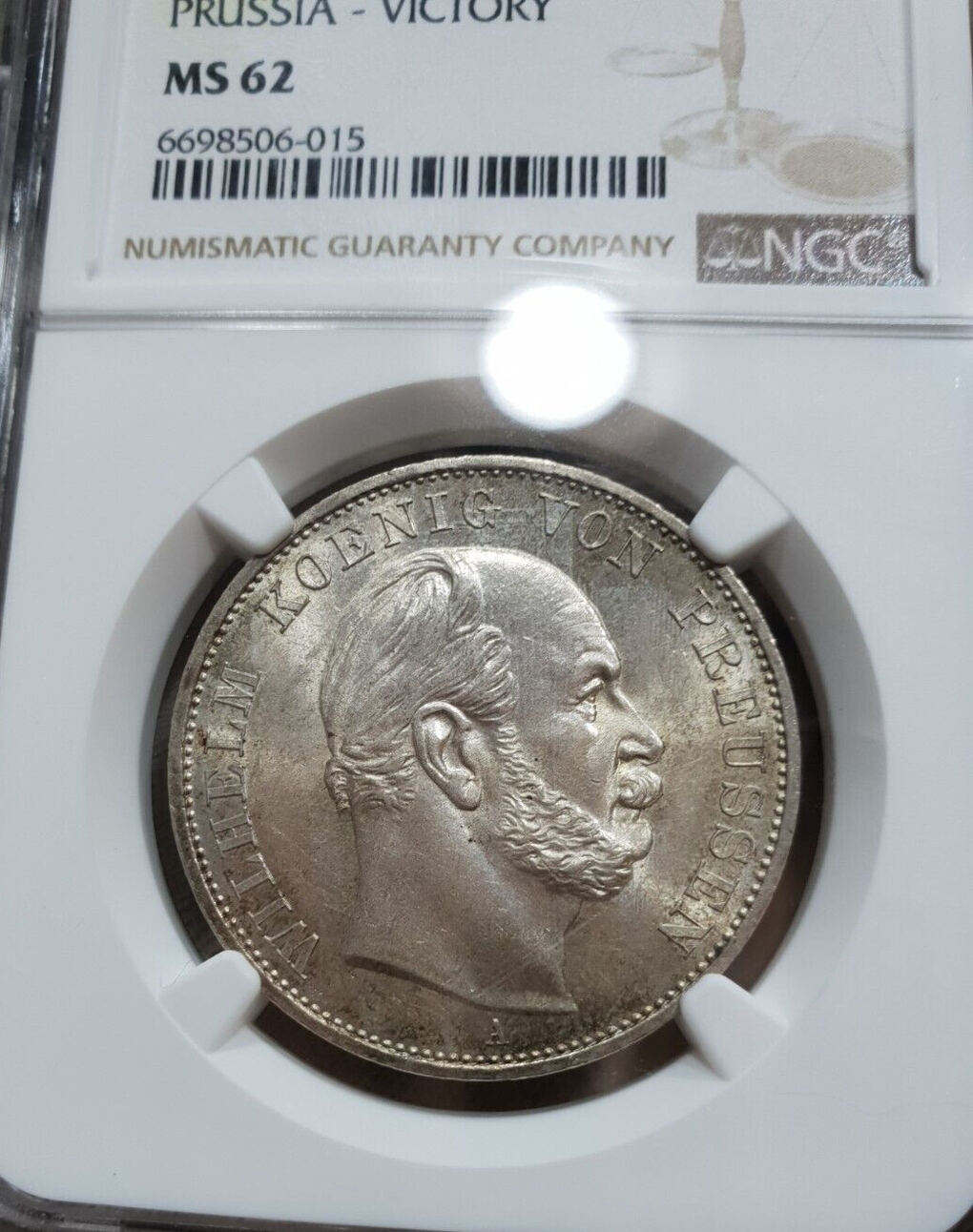 62 1 Thaler 1871 NGC Prussia MS- Victory Over France Silver