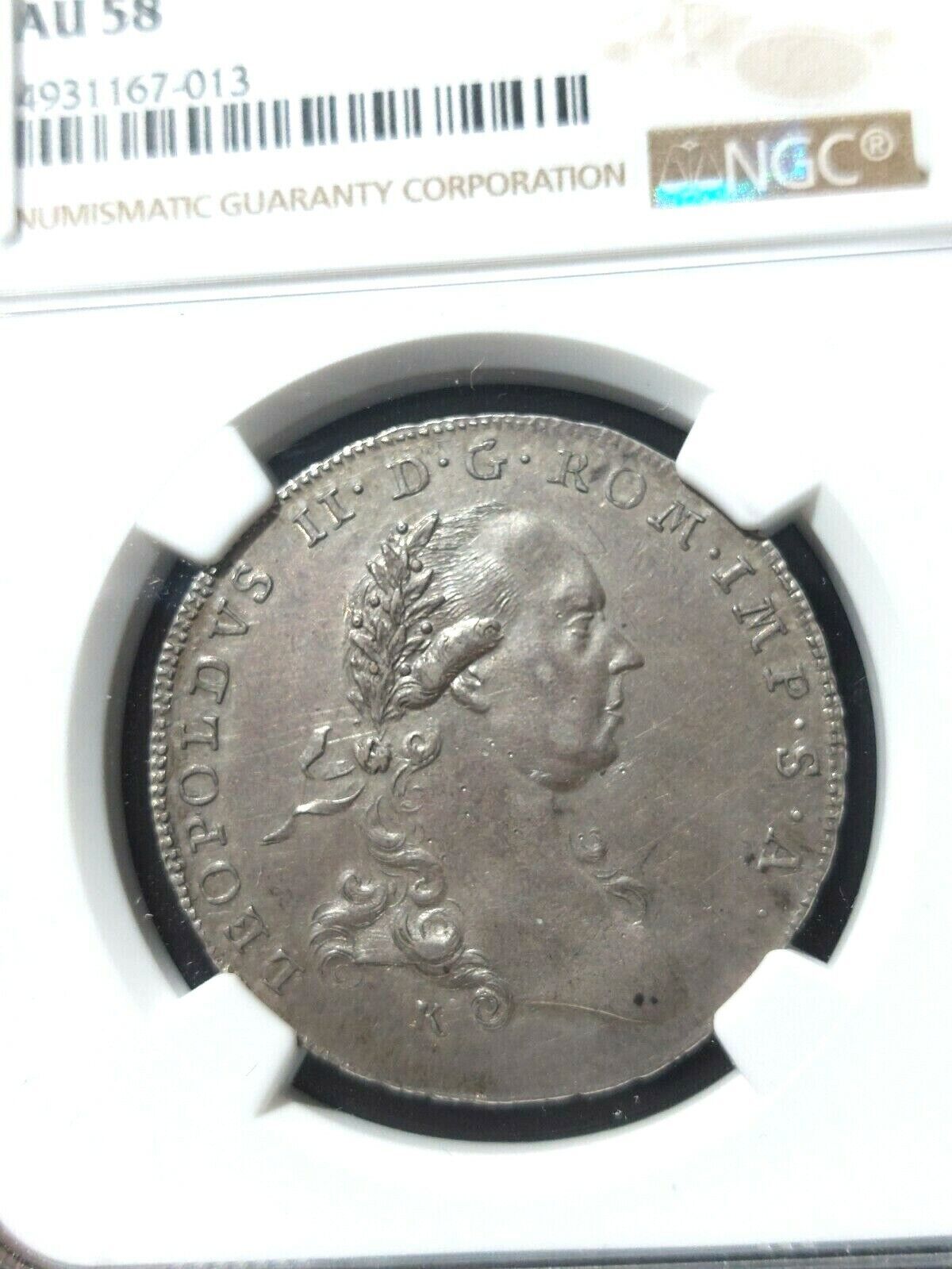 58 1/2 Thaler 1791 NGC Regensburg AU- Silver City View Coin Germany Rare