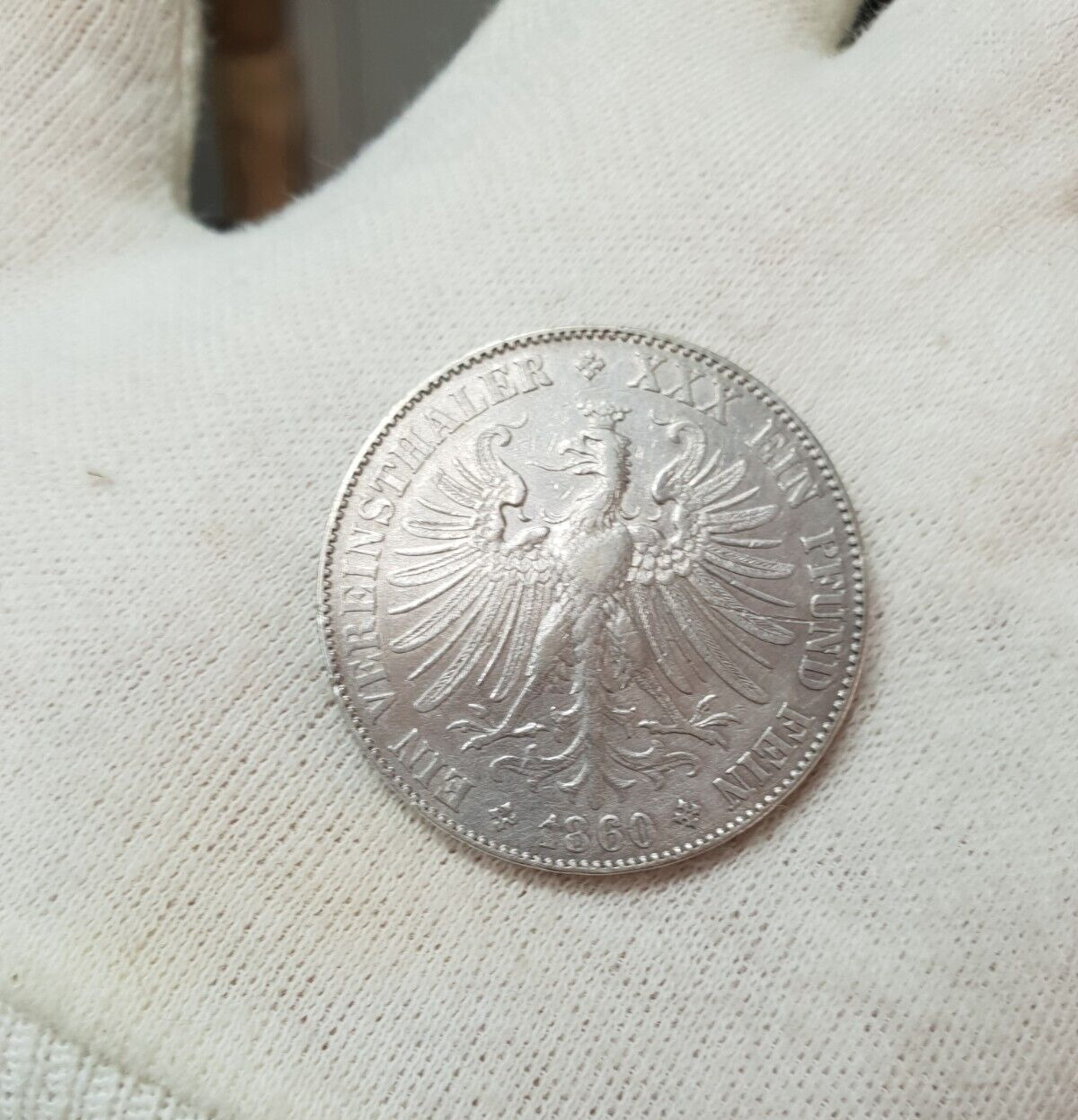 1 Thaler 1860 Frankfurt Silver Taler Coin Germany German State