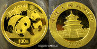 China 100 Yuan Pandamotiv, in Originalplastik, 1/4 oz. Gold 999/1000, prägefrisch -