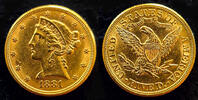 USA 5 Dollars USA, 5 Dollars, 1881, Liberty Kopf, 8,35 g/900 Gold, vz -