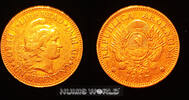 Argentinien 5 Pesos Argentino (5 Pesos), 8,04 g/900 Gold, KM6, ss+ -