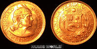 1/2 Libra 1966 Peru Peru, 1/2 Libra, 1966, Indianerkopf, 3,99 g/917 Gold, KM207, f. Stg. 