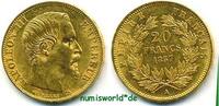 Frankreich 20 Francs Mzz. A, Napoleon III. 1852-1870, 6,46 g/900 Gold, S282, vz+ -