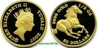 Tuvalu 50 Dollars Queen Elizabeth/Pferd, 1/2 oz. 9999 Gold, PP -