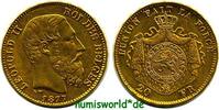 Belgien 20 Francs 1877 Leopold II. 1865-1909, 6,46 g/900 Gold, S25, vz+ vz+ 916.88 US$  +  79.17 US$ shipping